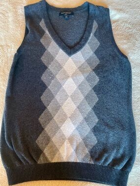 Banana Republic Charcoal Gray Argyle V-Neck Sweater Vest